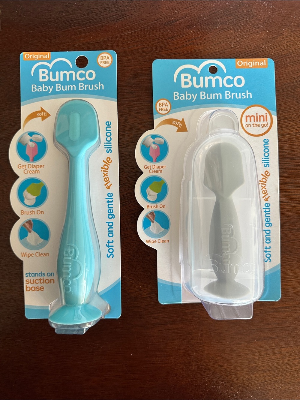 Bumco Baby Bum Brush - Teal & Gray Silicone Brushes (Set of 2)